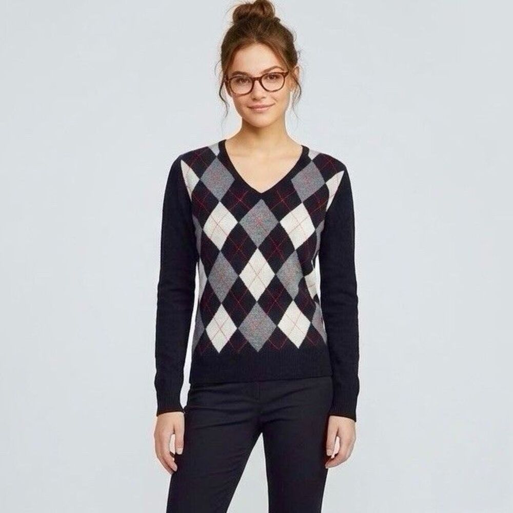 Apt.9 Womens Sweater Long Sleeve Small 100% Cashmere Preppy Collegiate Golf Y2k